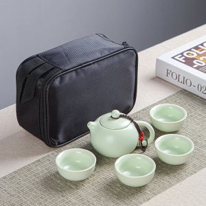 Travel Ceramic Portable Teaset Chińskie garnek 1 Teapot 2/4 Teacups 1 bag