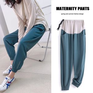 Pants 2021 New Maternity Casual Trousers Thin spring summer loose belly lift pants Plus size pregnancy clothes outer wear