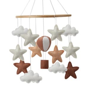 Neutral Nursery Decor Air Balloon Baby Mobile for Crib Stars and Clouds 240411