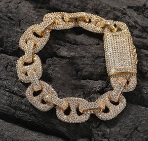 16 mm mrożone kubańskie link diamentowy Bransoletka 14K biały złoto Wyjątana sześcienna biżuteria z cyrkonu 7 -calową 9 cali Bracelet Marinera Kubańczycy