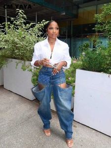 الجينز للسيدات CM.Yaya Womens Fashion Side Zipper Fly Pants 2023 INS Safari Style Product Jeans C240411