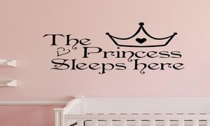 Arte da parede da casa Princesa dorme aqui decalques de parede decoração de casa citação de arte de parede de papel de parede 3569143