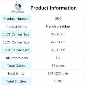 Joy Sunday French Breakfast Cross Stitch Haft haft 14ct Count 16ct 11ct Białe drukowane igłowe zestawy do szycia