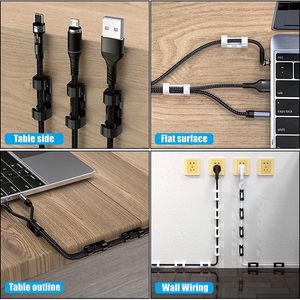 20pcs Self Adhesive Cable Clips Wire Cord Holder Home Office Management Cable Organizer Clip Earphone Data Line Fixer Winder