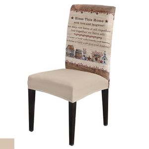 Country Star Retro Wood Grain Stretch Stol Cover Hotel Matsal Banquet Wedding Party Elastic Seat Chair Covers