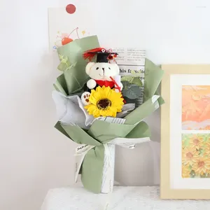 Fiori decorativi adorabili bouquet di laurea per orso sbalorditivo animale girasole per matrimoni decorazioni per feste decorazioni cartone animato decorazione San Valentino