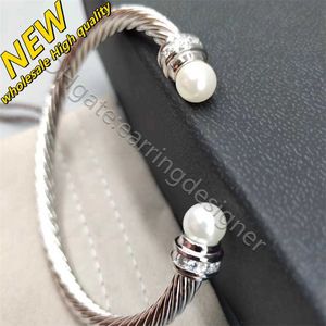 hook Silver Twisted Cuff Bangle Fashion Men Bracelets Charm Bracelet 5MM Wire Woman Designer Cable Mens Jewelry Exquisite Simple Jewelry Accessories Women X858