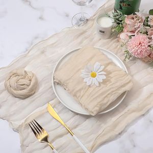 4st Stone Blue Boho Semi-Sheer Gaze Wrinkled Table Servett för matsal Vintage Wedding Party Banketter Julbordsdekoration