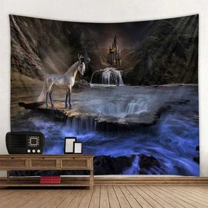 Starry sky animal tapestry wolf Tapestries bear swan dream art wall hanging psychedelic home decoration beach towel yoga mat tablecloth R0411