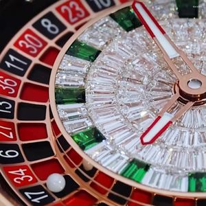 Armbandsur Pindu design 2024 Mekanisk klocka roterande urtavla las vegas roulette skrivbordstema automatiska män diamant nh35a rörelse