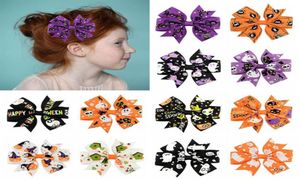 Halloween dziewczyna żebrowana taśma klipy do włosów sztuczka lub przyjęcie szczęśliwego halloweenowego wystroju imprezowego na halloween prezenty Bowknot HairPin5851382