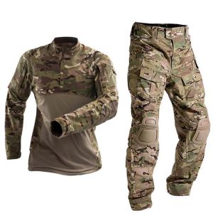 Camisetas de camisetas de combate tático Airsoft camisa ao ar livre Roupas do exército Multicam Camisetas Multicam Camar caçando mangas compridas de pesca