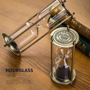 15/30 Minutes Hourglass Sand Timer Metal Hour Glass European Retro Globe Time Hourglass Clock Household Items Desktop Decoration