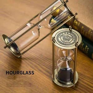 15/30 minuter timglas sand timer metall timme glas europeisk retro globe tid timglasklocka hushållsartiklar skrivbordsdekoration