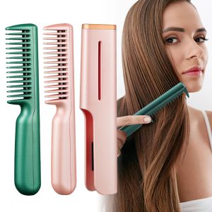 Brushes Electric Hair Straightening Brush Rotating 2 in 1 Professional Mini Hair Straightener Curler Smoothing Comb Iron for Hair Styler