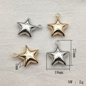 Nuovo arrivo!21x18mm 50pcs Pendanti in ottone Star Charmin per la collana fatta a mano/parti fai -da -te, componenti di gioielli