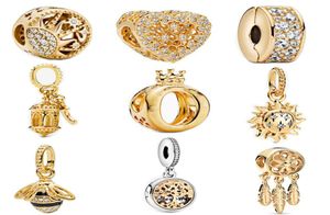 Nuovo popolare popolare 925 Sterling Silver Gold Lantern Sun Ciondolo Famiglia per perle di clip per perline per perle Fashion Bracciale Bracciale Gioielli fai da te7082010
