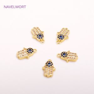 14K Gold Plated Hamsa Hand Pendants Brass Metal Hamsa Jewelry For Earring Making Crafts DIY Jewelry Making Accessories