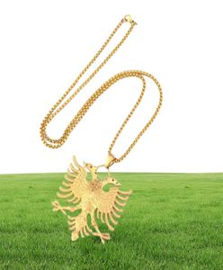 SOITIS Albania Flag Eagle Pendants Russian Emblem Necklace Coat of Arms Double Headed Eagle Stainless Steel Pendants Chain 2490513