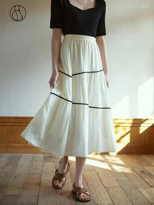 Skirts DUSHU Romantic A-line Cake Skirt For Women Korean Version Versatile Elastic Waist Summer Medium Length Female