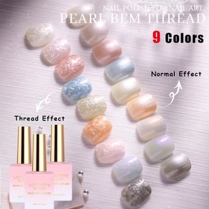 Vendeeni 9 Colors Pearl Shell Thread Gel Nail Polish UV Soak Off Gel Varnish DIY Shell Thread Pattern Gel Lacquer For Manicure 240410