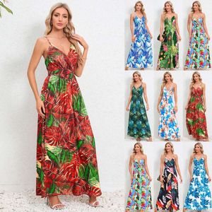 2024 Summer Women's New Instagram fashionabla och sexiga hängande rem, av ryggen smal, bantning klänning, lång klänning