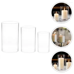 Kerzenhalter 3 PCs Tischlandschaft Dekor Zylinder Liner Versorgung Öllampenschatten Desktop Haushalt hoher Borosilikatglas