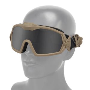 Militär Airsoft Tactical Goggles med Micro Fan Anti-Fog Shooting Glasses Motorcykel Paintball CS Wargame Vandring 3 Lens Eyewear