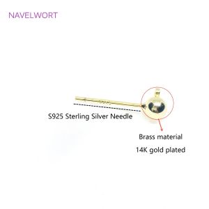 Earrings Making Supplies Real Gold Plated S925 Silver Needles Ball shape Stud Earring Basic Fittings For DIY Jewelry Making