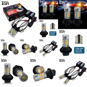 Tcart otomobil aksesuarları LED drl gündüz koşu ışık dönüş sinyalleri py21w 1156 Mitsubishi Outlander 2013-2015 için beyaz altın lamba