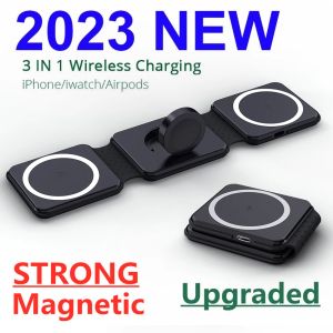 Laddare 30w 3 i 1 magnetiskt trådlös laddare pad macSafe fällbar för iPhone 14 13 12 Pro Max Apple Watch 8 7 AirPods Fast Charging Dock