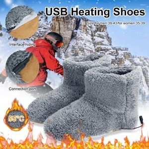 Blankets USB Heating Slipper For Men Women Electric Heated Boots Plush Feet Warmer Warm Shoes Winter Office Home Blanket