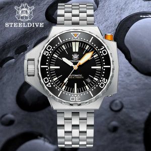 Armbandsur SteelDive SD1988 56mm Integrated Shell Mens Automatic Submarine 1200m vattentät mekanisk handledslysande keramisk ram