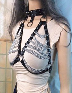 BDSM Fetish Bondage Collar Body Harness Sex Toys Adult Products For Couples Sex Bondage Belt Chain Slave Breasts Woman Y04068409373