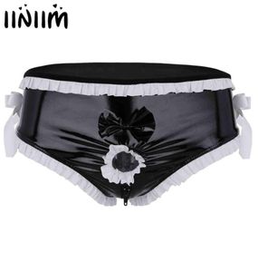 iiniim herr sissy bowknot latex underkläder wetlook läder öppen penis hål bikini trosor underkläder gay blixtlås öppen gren trosor 217045986