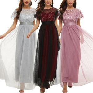 Party Dresses Elegant Sequin Mesh Summer Dress Women Sexy Pink Bridesmaid Evening Woman Maxi Birthday Outfit Vestidos