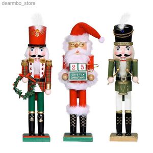 Arts and Crafts 38cm Christmas Nutcracker Wooden Soldier Drummer Creative Puppet Vintae Fiurine Handicraft Festival ift Ornament Home Decor L49