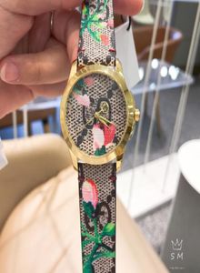 Moda Full Brand Wrist Watches Women Ladies Girl Flowers Style Luxury Leather Strap Quartz Clock G964658526