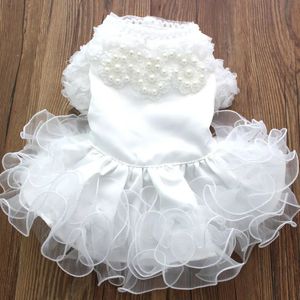 Dog Cat Wedding Dress Tutu Pet Cuppy Cuggine Principessa vestiti per perle Design in pizzo Fungo per cani Small Medium 240402