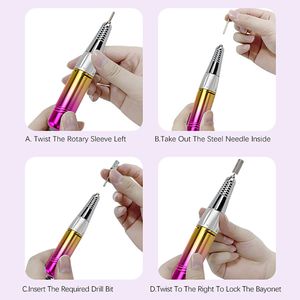 Drill Handpiece 35000RPM Nail Polisher Electric Nail Drill Sanding Pen for Disarm Exfoliate File Grind Manicure Tool Accessories