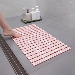 Bath Mats Hollow Shower Rug Waterproof Foldable Mat With Suction Cups Thick Tpe Rectangle Pad For Spa Anti-slip Bathroom