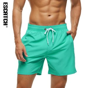 2024 Escatch Brand Summer Solid Color Adjustable Waist Beach Board Swimming Shorts Men With Side Pockets Running Sexy Swimsuit 240411