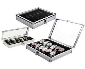 Grid Slots watch box convenient light watch winder Jewelry Wrist Watches Case Holder Display Storage Box Aluminium organize2821738