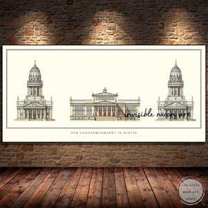 Classico retro europeo Berlino Roma Architettura Building Poster Art Canvas Paint Wall Stampa Picture Room Decorazioni per la casa Cuadros