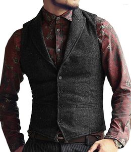Men's Suits Man Black Vest Burgundy Slim Fit Prom Herringbone Wool Blazer Green Red Waistcoat For Wedding Grooms