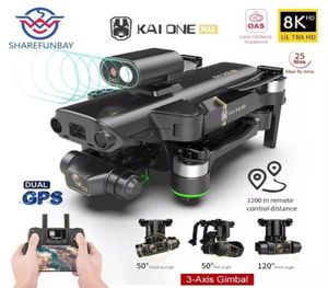 Kai One Max Drone Profesional 8KデュアルカメラGPS 5G WIFI 3AXIS GIMBAL 360障害物回避RC Quadcopter 12km Dron Toys 2109154138204