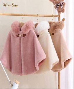 Bambina churx pelliccia di pelliccia invernale bambino bambino principessa collare cappa con cappuccio per baby outwear top vestiti caldi 18y 2109026173747