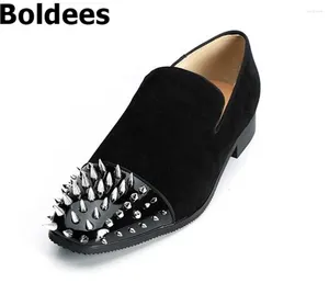 Casual Shoes Suede Leather Comfortable Flat Man Low Heeled Flock Spikes Toe Designer Loafers Zapatillas Hombre Plus Size 37-47