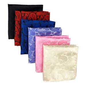 25*25cm Trendy Paisley Cashew Flower Polyester Jacquard Pocket Square for Man Woman Party Banquet Handkerchief