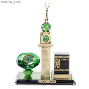 Arts and Crafts Crystal Czterostronny zegar muzułmański Kaaba Islamski rzemiosło Wieża Haji Arab Arab Handicrafts Decor L49